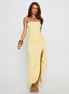Analeah Strapless Maxi Dress Lemon Yellow