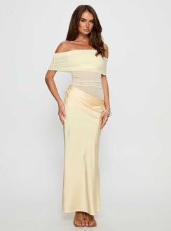 Osprey Mesh Off Shoulder Maxi Dress Yellow