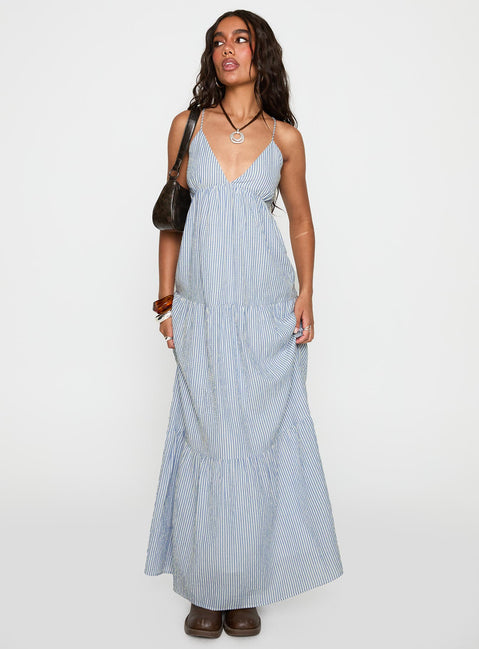 Lost Upstate Maxi Dress Blue Stripe