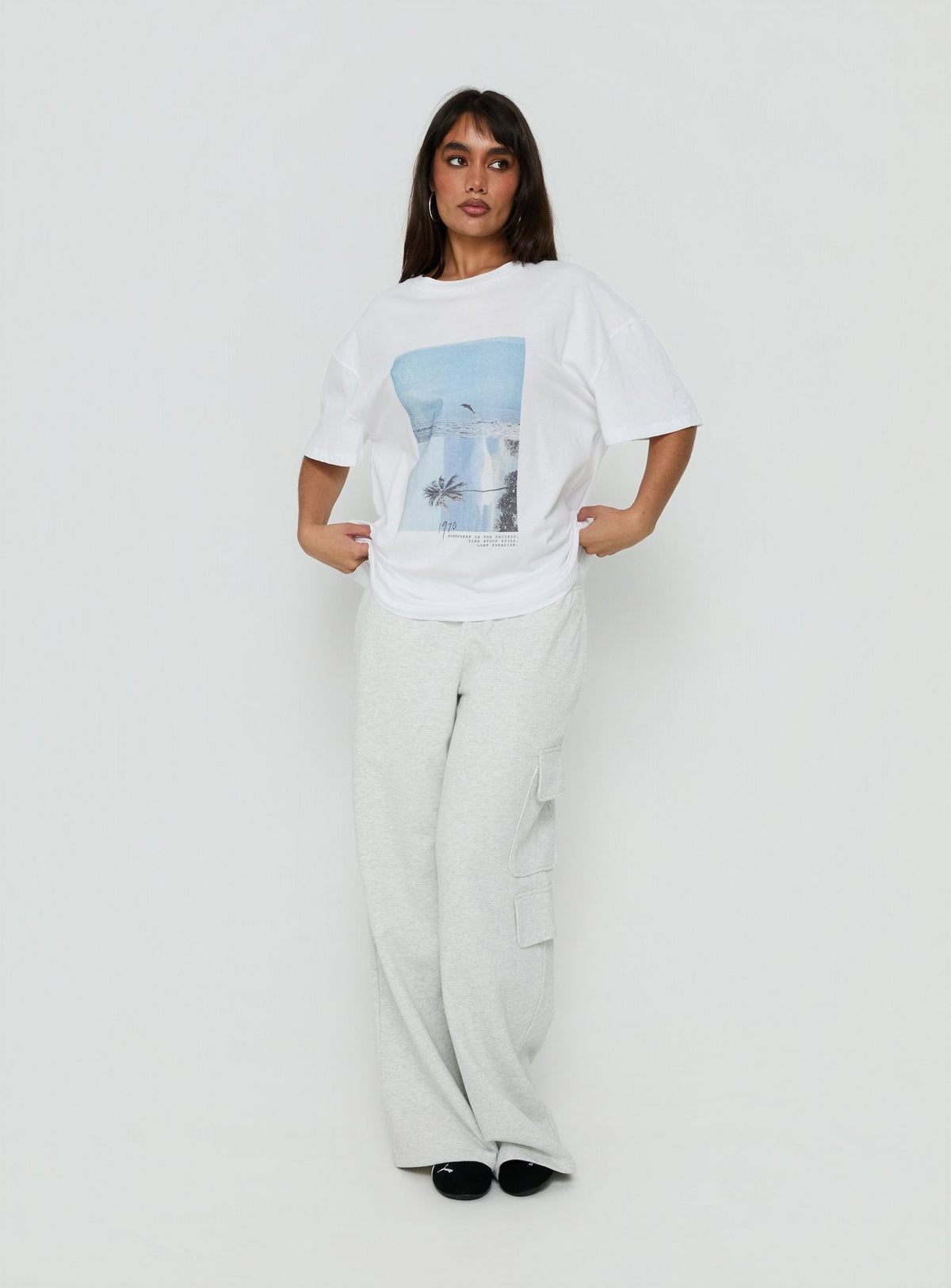 From Elsewhere Oversized Graphic Tee White