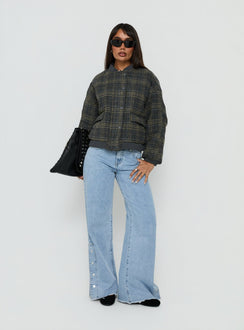 Stick Season Quilted Jacket Grey Check