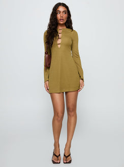 Calibre Long Sleeve Mini Dress Olive