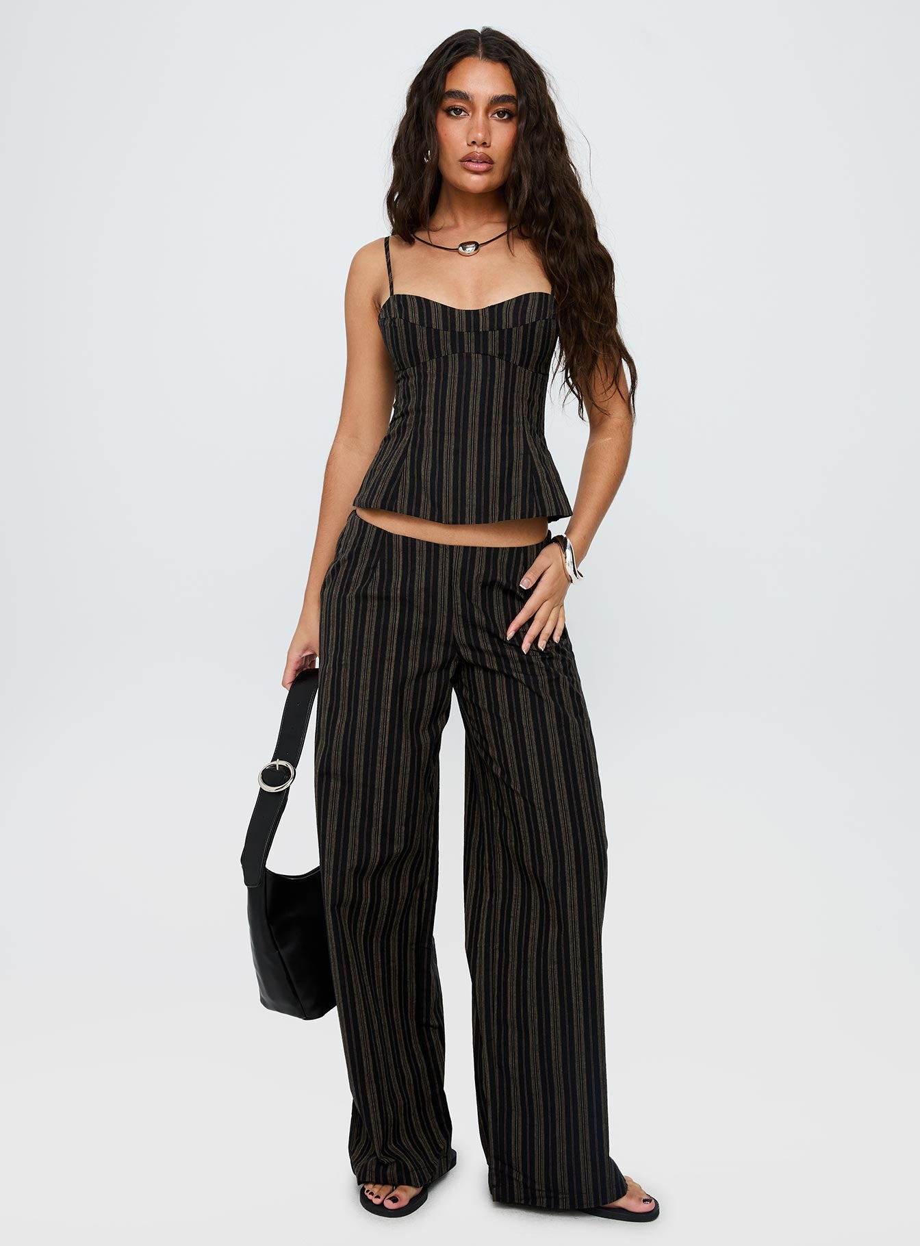 Kierstyn Corset Set Black Stripe