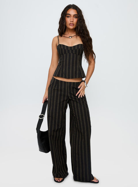 Kierstyn Corset Set Black Stripe
