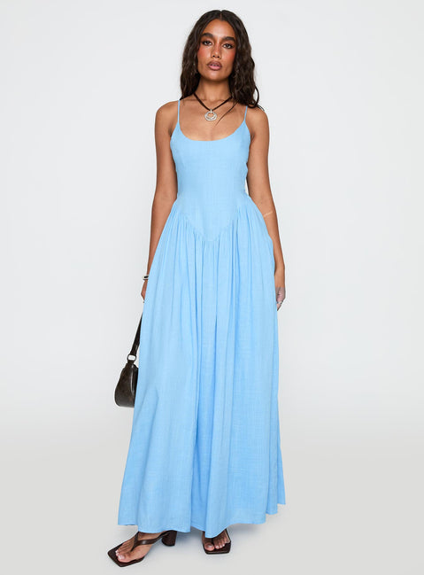 Palisades Tie Up Maxi Dress Blue