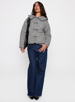 Best Asset Quilted Jacket Black / White Check