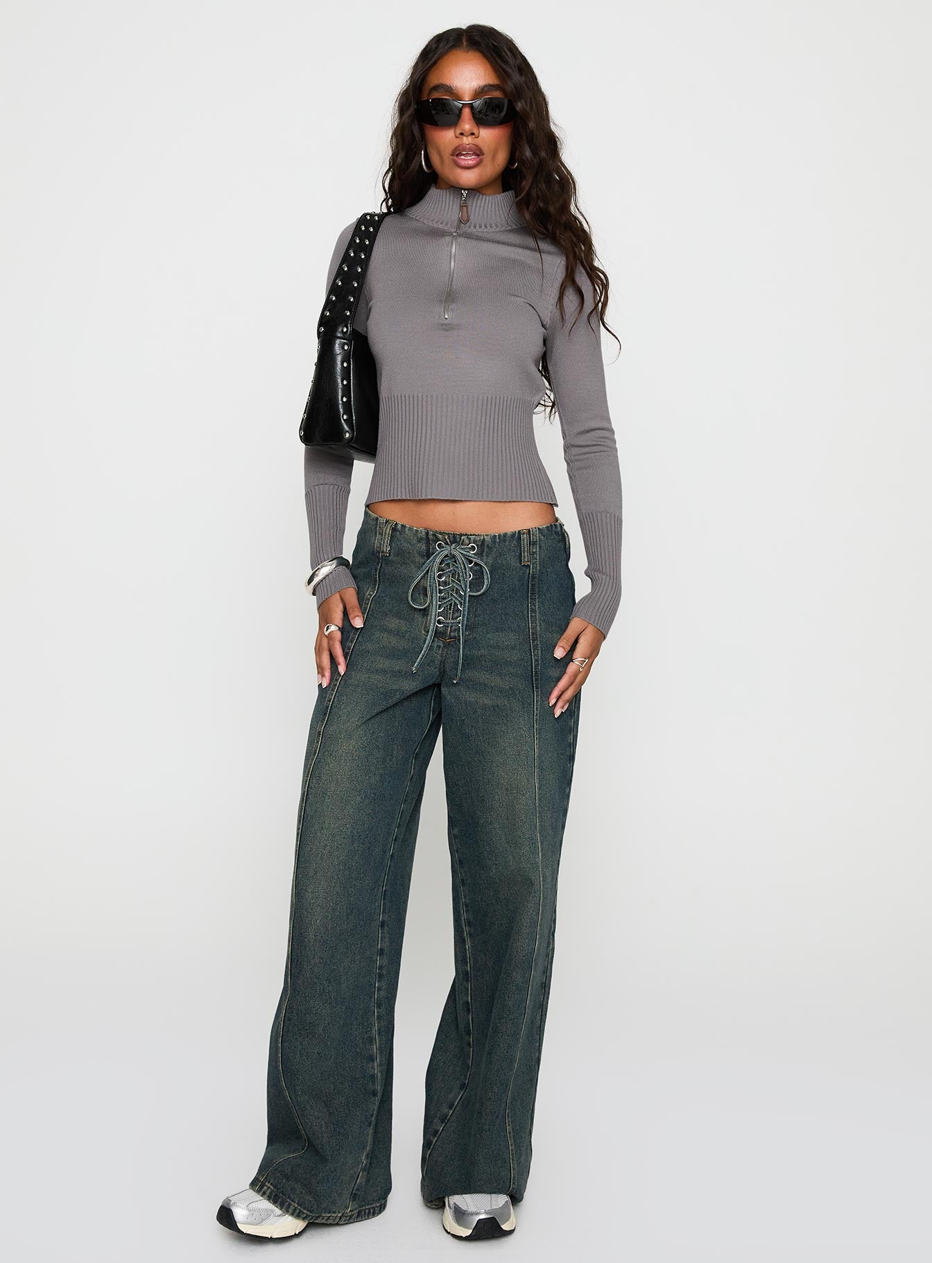 Set Adrift Zip Up Knit Sweater Mocha