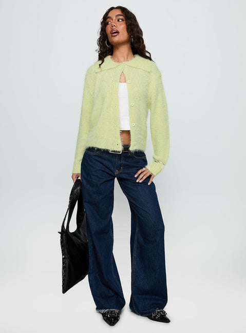 Nayara Collared Asymmetric Knit Sweater Green