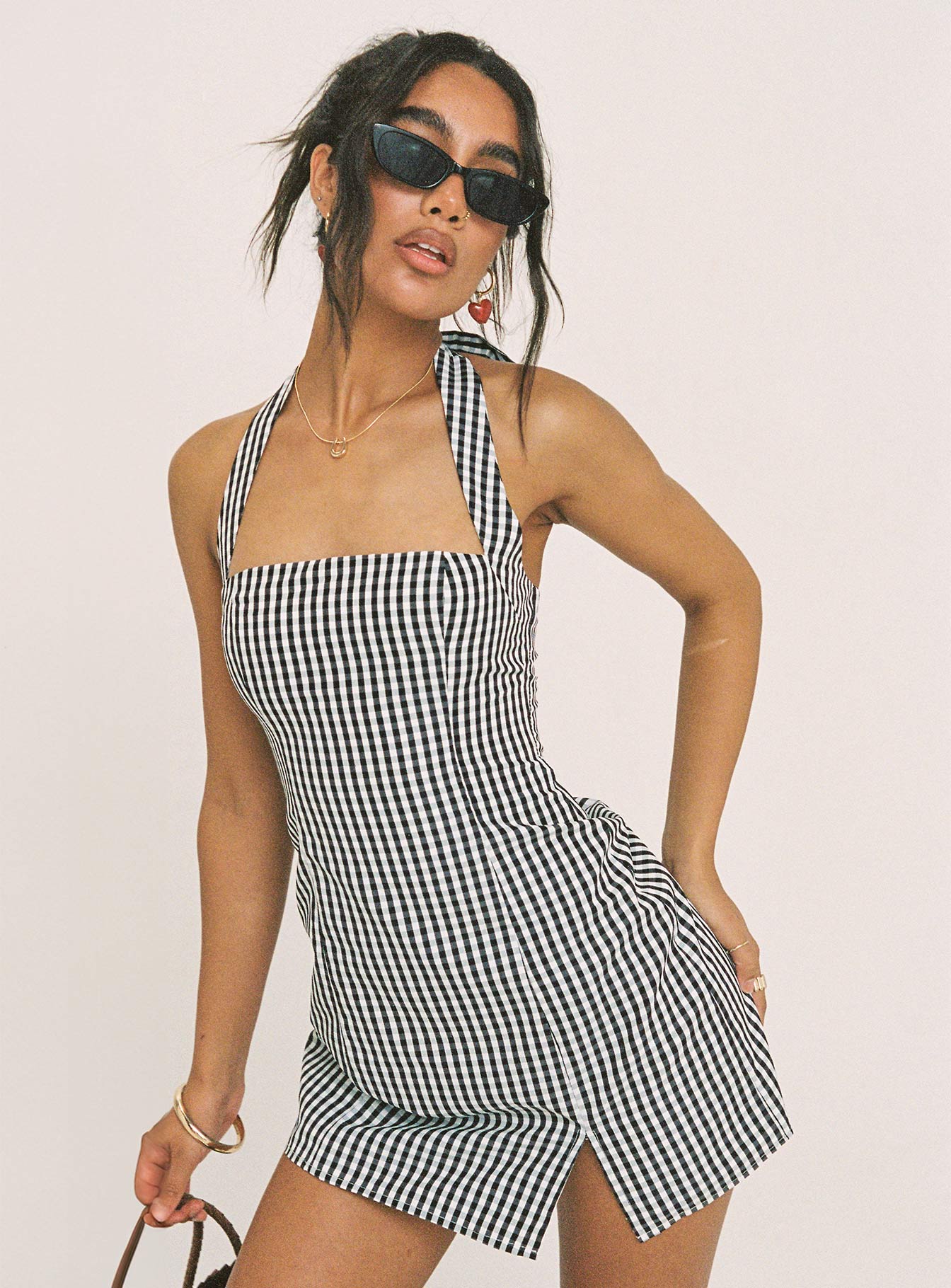 Birkley Halter Mini Dress Black / White