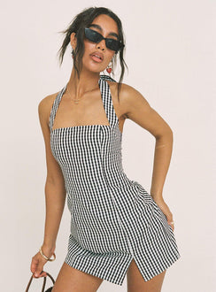 Birkley Halter Mini Dress Black / White