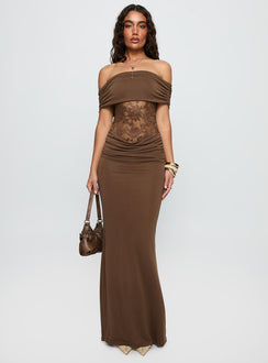 Gwendolen Off The Shoulder Maxi Dress Brown