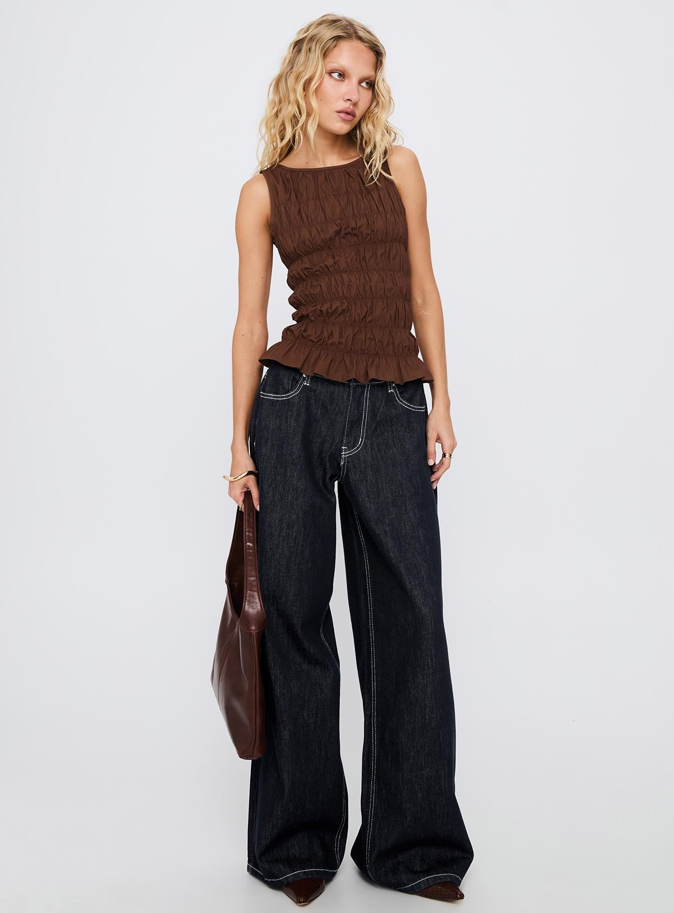 Lierre Low Rise Wide Leg Jeans Dark Blue Wash