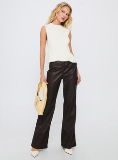 Prosperous Faux Leather Tailored Pants Brown