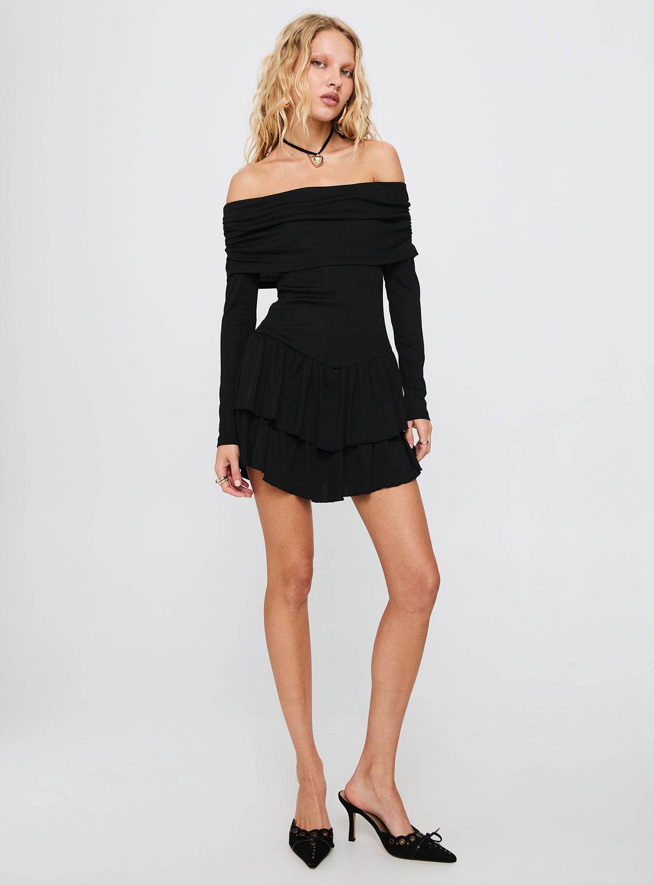 Wispy Off Shoulder Playsuit Black