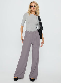 front view of model wearing Princess Polly Ambient Wide Leg Pant Grey High Waisted Pants 