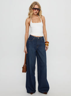Naylor Mid Rise Wide Leg Jeans Mid Blue Denim Petite