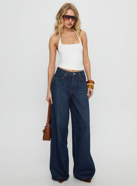 Naylor Mid Rise Wide Leg Jeans Mid Blue Denim Petite