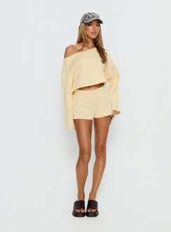 Retreat Raw Edge Off Shoulder Jumper Buttercream