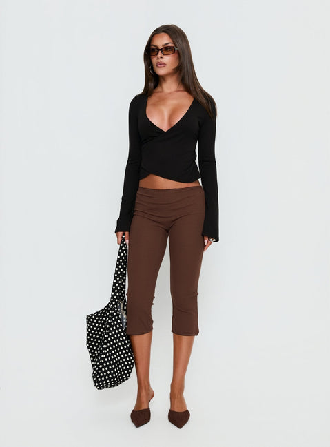 Baseline Rib Capri Pants Chocolate