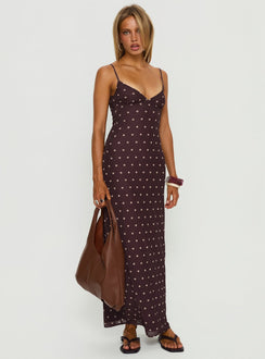 Glass Half Full Mesh Maxi Dress Plum / Pink Polka Dot
