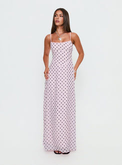 South of France Maxi Dress Pink Polka Dot