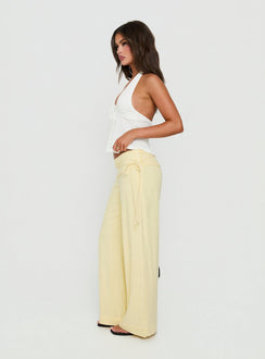 Silver Moon Linen Blend Tie Pants Lemon
