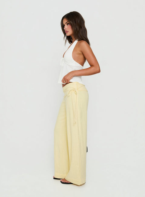 Silver Moon Linen Blend Tie Pants Lemon