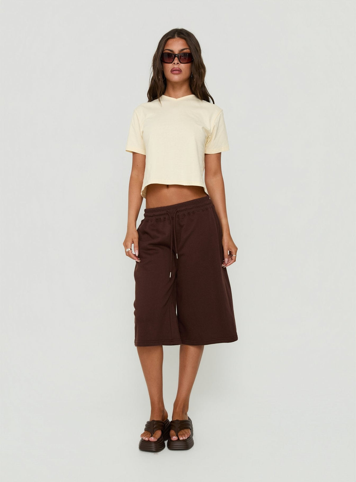 Dealia High V Boxy Tee Yellow
