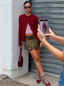 Little Bow Peep Mini Skirt Brown Check