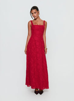 Margaux Burnout Maxi Dress Red