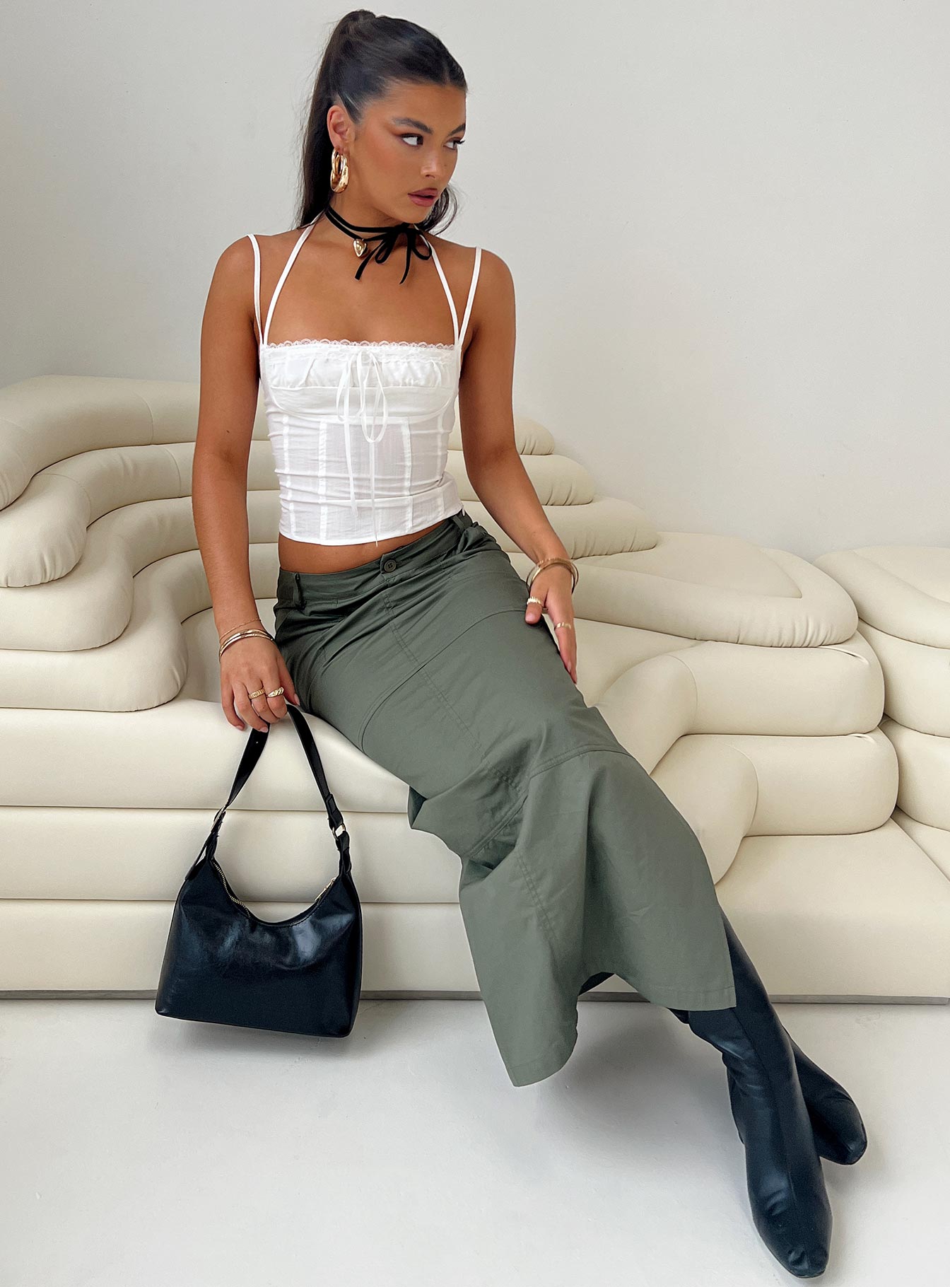 product Princess Polly Sleeveless Square Neck  Trynia Top White