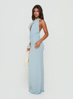 Loletta Draped One Shoulder Maxi Dress Soft Blue