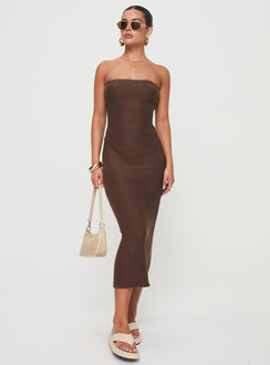 Strapless knit maxi dress Good stretch, unlined