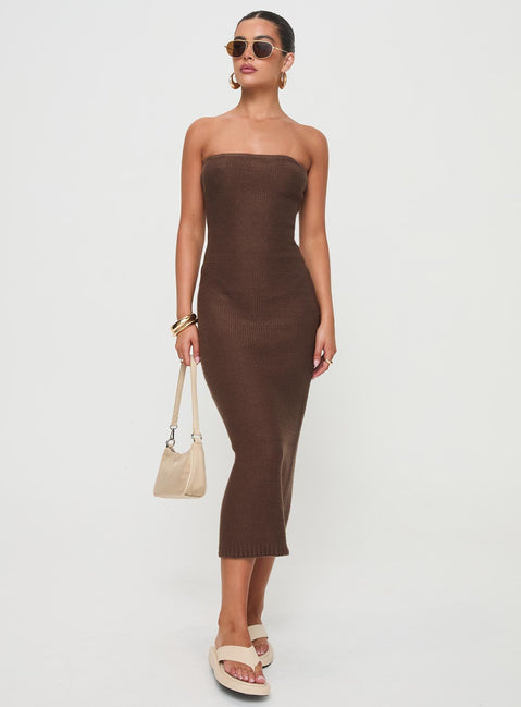 Strapless knit maxi dress Good stretch, unlined