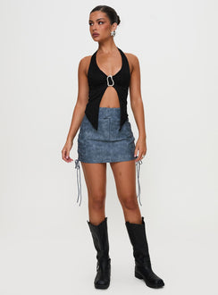 Ceejay Faux Leather Mini Skirt Slate