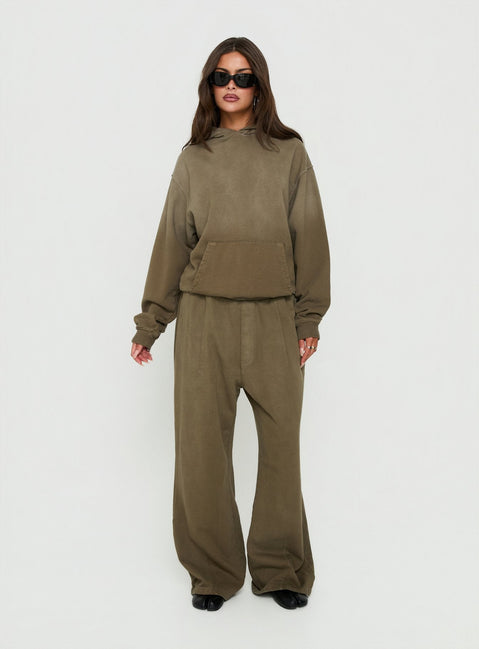 AT Pullover Oversized Hoodie Washed Olive
