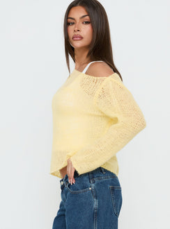 Othilia Off Shoulder Knit Jumper Yellow