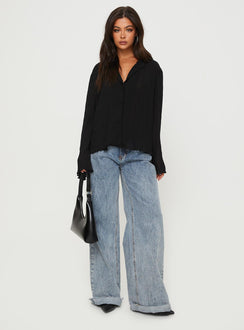 product Princess Polly Full Sleeves Crew Neck  Selma Shirt Black