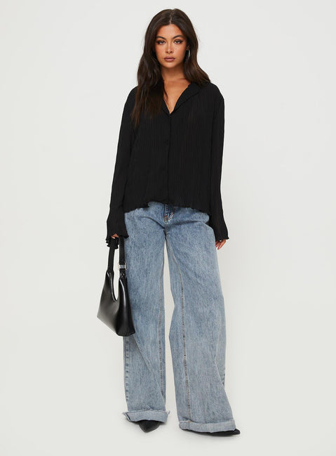 product Princess Polly Full Sleeves Crew Neck  Selma Shirt Black