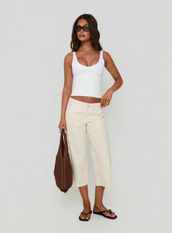 Daily Define V Neck Tank Top White