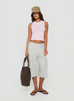 Camrynn High V Boxy Tank Top Pink