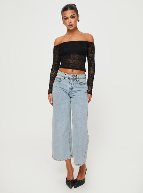 Hellsa Low Rise Slouch Cropped Jeans Light Wash