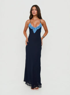 Call My Lover Lace Slip Maxi Dress Navy