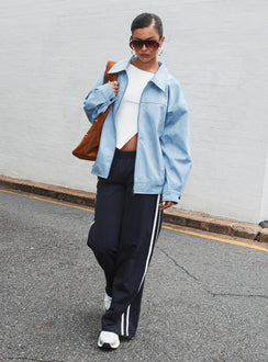 Goldsmith Faux Suede Bomber Jacket Blue