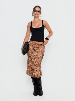 Sydni Midi Bias Cut Skirt Leopard