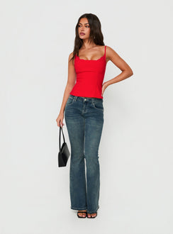 Renaissance Corset Lace Top Red