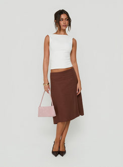 Such Delight Linen Midi Skirt Chocolate