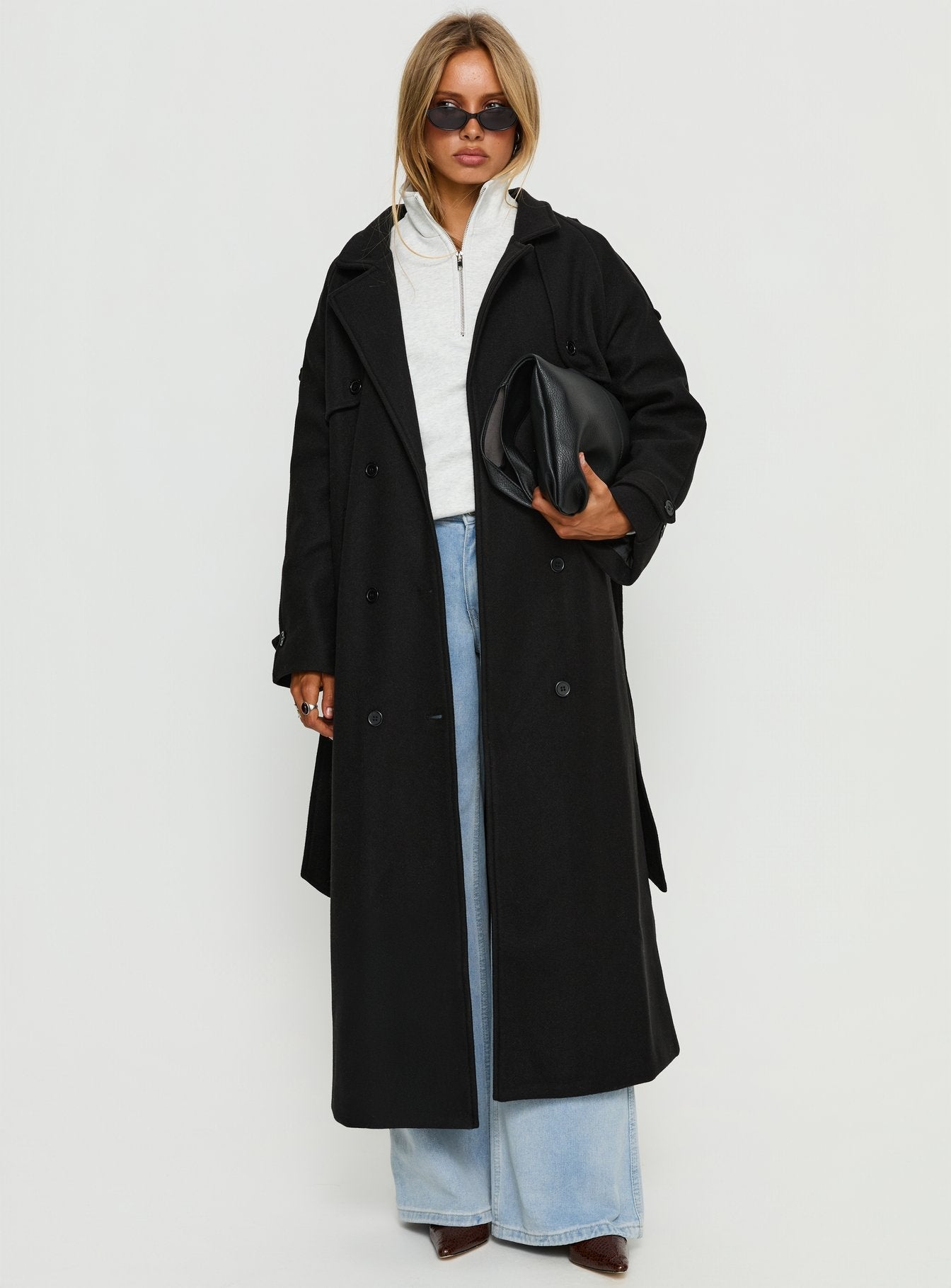 Rylanne Longline Trench Coat Black