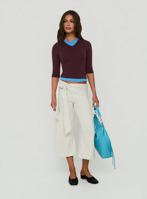 Allena Gaucho Tie Detail Shorts Grey Marle