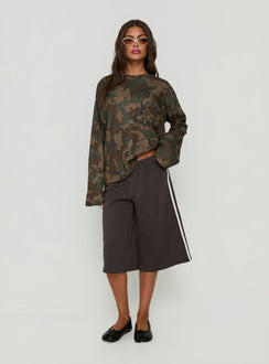 Arlla Waffle Jersey Long Sleeve Top Camo